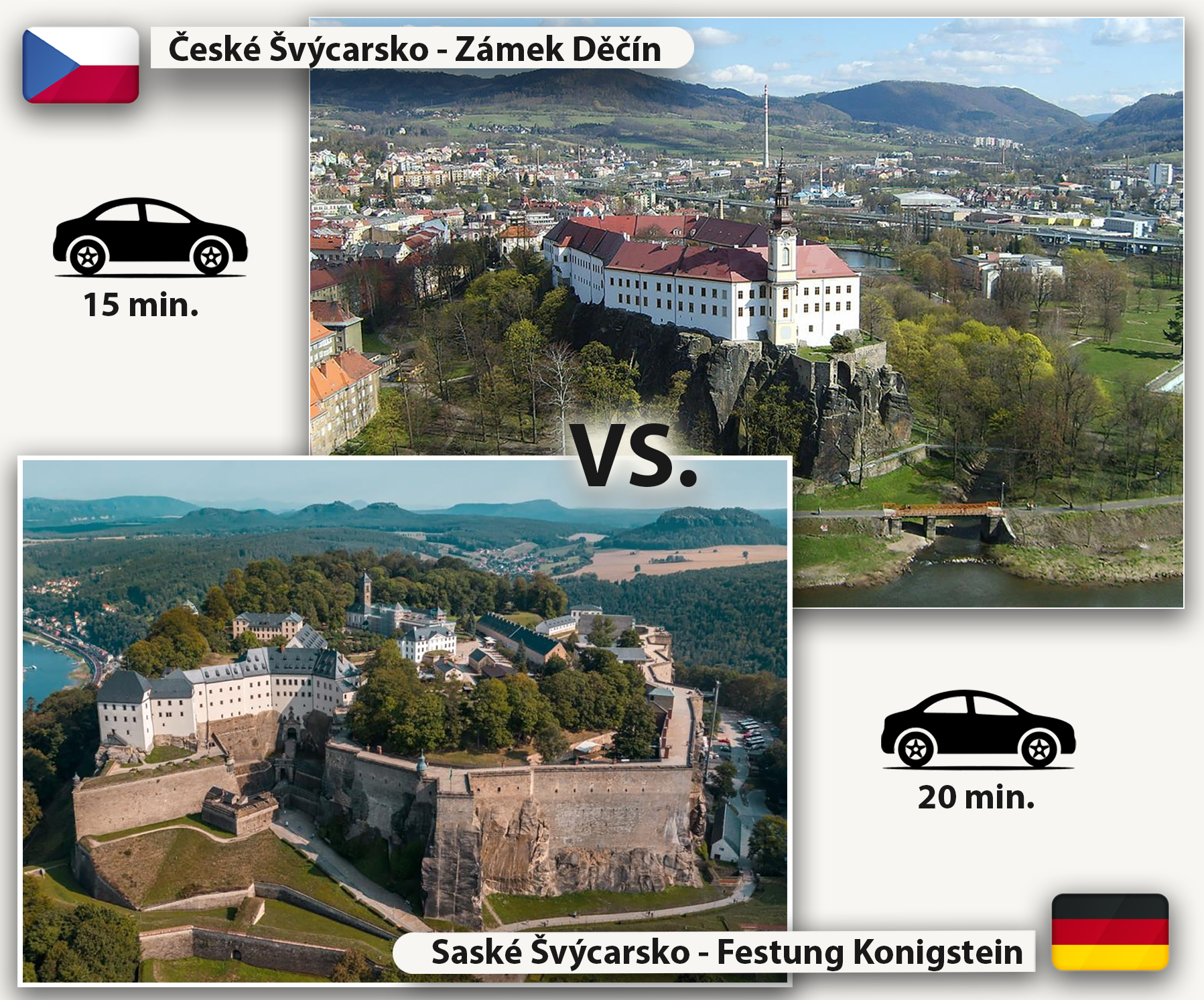 Zámek Děčín vs Festung Königstein